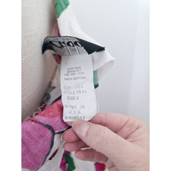 Choon California Cotton Vintage Floral Sleeveless Tiered White Pink Dress 6 XS S - Picture 13 of 14